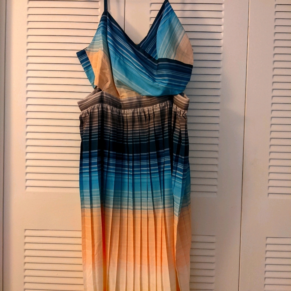 Multi Colored Midi Dress with Side Cut Outs